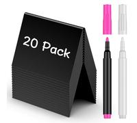 Uniclife 20 Pack Mini Chalkboard Signs for Food, Small Chalkboard Signs with Chalk Markers, Reusable Glossy PVC Food Signs Food Labels for Party Buffet Wedding, Blackboard Place Cards Table Signs