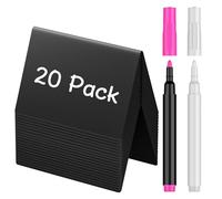 Uniclife 20 Pack Mini Chalkboard Signs for Food, Small Chalkboard Signs with Chalk Markers, Reusable Matte PVC Food Signs Food Labels for Party Buffet Wedding, Blackboard Place Cards Table Signs