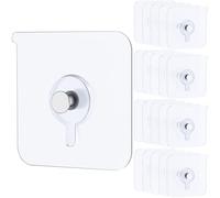 Uniclife 20 Pcs Adhesive Picture Hooks 15 kg Max 5.6 cm Load Heavy Duty Picture Hangers Without Nails Wall Hooks for Hanging Transparent Waterproof Frame Hangers Sticky Hooks for Bathroom Kitchen