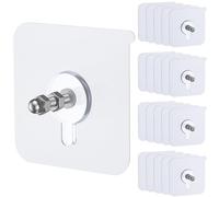 Uniclife 20 Pcs Self Adhesive Picture Hooks, 12 kg Load Heavy Duty Picture Hangers Without Nails, 16 mm Adhesive Wall Hooks for Hanging, Transparent Waterproof Sticky Hook for Bathroom Kitchen