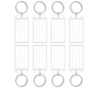 Uniclife 20 Pieces Key Tags 5 cm Plastic Key Chain Tags with Ruled Blank Paper Labels Transparent Covers and Split Rings Sturdy Item Identifiers, White