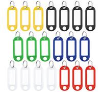 Uniclife 20 Pieces Key Tags 5 cm Soft Plastic Key Chain Tags with Blank Paper Labels Clear Windows Protective Films and Split Rings Flexible Item Identifiers, 6 Colors