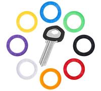 Uniclife 24 Pieces 2.2 cm Coloured Round Key Covers Identifying Protectors for Small Round and Flat Keys (Not Suitable for Square or Unmatched Keys), 8 Colours