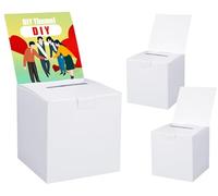 Uniclife 3 Pack Ballot Boxes with Slot Suggestion Box Raffle Box Donation Boxes White Cardboard Boxes with Removable Header for Business Voting Collecting Card Contest Charity, 6" x 6" x 6"