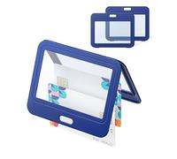 Uniclife 3 Pack ID Badge Holder with Double-Sided Windows Horizontal Hard Plastic Case Blue Card Protector Pouch for Office School ID Credit Cards Proximity Key Cards Driver’s Licenses and Passes