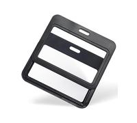 Uniclife 3 Pack Sliding Badge Holder with Double-Sided Windows Horizontal Plastic Case Black Card Protector Pouch for Office School ID Credit Cards Proximity Key Cards Driver’s Licenses and Passes