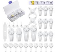 Uniclife 30 Pcs Non-Trace Picture Hooks for Hard Wall, Picture Hanging Kit, Non-Trace Wall Hooks with Nails, White Picture Hangers Stucco Hooks for Photo Frame, Painting and Art