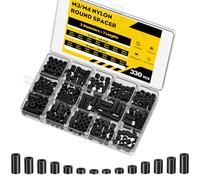 Uniclife 330 Pcs M3/M4 Nylon Spacers for Screws, ID 3 mm/4 mm & OD 7 mm, 10 Lengths - 2 mm 3 mm 5 mm 8 mm 10 mm 12 mm 15 mm, Non-Threaded Plastic Spacers, Nylon Round Spacers for M3 M4 Screws, Black