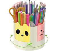 Uniclife 360° Rotating Pen Holder for Desk, 13 Slots Rotating Pencil Holder with Stickers, 360 Degree Spinning Desk Organizer, Cute Desktop Stationery Organizer Marker Organizer Art Supply Organizer