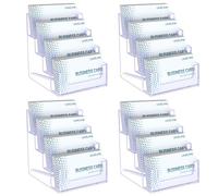 Uniclife 4 Pack Acrylic Business Card Holder for Desk 4 Slots Clear Business Card Display Stand for Men & Women Desktop Business Card Organizer Card Stand for Office Home Exhibition, 240 Card Capacity