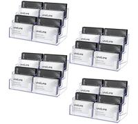 Uniclife 4 Pack Acrylic Business Card Holder for Desk 8 Slots Clear Business Card Display Stand for Men & Women Desktop Business Card Organizer Card Stand for Office Home Exhibition, 480 Card Capacity