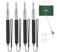 Uniclife 4 Pack Retractable Teacher Pointer Stick for Classroom Telescopic Whiteboard Pointer with Lanyards & Replacement Felt Heads Extendable Pointer for Teacher Coach Presenter Guide, up to 100cm