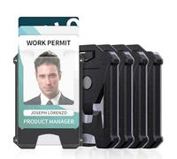 Uniclife 5 Pcs Heavy Duty Badge Holder Vertical Hard Case with Clear Window and Tight Clip Stable Card Protector for Office School ID Credit Cards Proximity Cards Driver’s Licenses Passesk