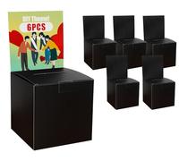 Uniclife 6 Pack Ballot Box with Slot Suggestion Box Raffle Boxes Donation Boxes for Fundraising Black Cardboard Boxes with Removable Header for Business Voting Collecting Card Charity, 15 x 15 x 15 cm