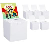 Uniclife 6 Pack Ballot Boxes with Slot Suggestion Box Raffle Boxes White Donation Box with Removable Header for Business Voting Collecting Card Contest, 15 x 15 x 15 cm