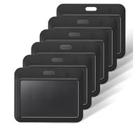 Uniclife 6 Pack Sliding ID Badge Holder Black Horizontal Hard Plastic Case with Clear Window Card Protector Pouch for Office School ID Credit Cards Proximity Key Cards Driver’s Licenses and Passes