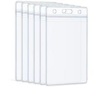 Uniclife 6 Pack Vertical ID Card Badge Holder Waterproof Clear PVC Card Sleeve Case Cover Heavy Duty Card Protector Pouch with Resealable Zip for Proximity Key Card Driver’s License and Credit Card