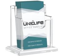 Uniclife Acrylic Business Card Holder for Desk 1 Slot Clear Vertical Business Card Display Stand for Men and Women Desktop Name Card Organizer Card Stand for Office Home Exhibition, 60 Card Capacity