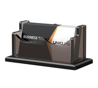 Uniclife Acrylic Business Card Holder for Desk 1 Slot Horizontal Business Card Display Stand for Men and Women Desktop Name Card Organizer Card Stand for Office Home, 60 Card Capacity, Smoky Gray