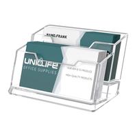 Uniclife Acrylic Business Card Holder for Desk 2 Slots Clear Business Card Display Stand for Men & Women Desktop Business Card Organizer Card Stand for Office Home Exhibition, 120 Card Capacity