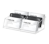 Uniclife Acrylic Business Card Holder for Desk 6 Slots Clear Business Card Display Stand for Men & Women Desktop Business Card Organizer Card Stand for Office Home Exhibition, 360 Card Capacity