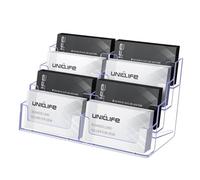 Uniclife Acrylic Business Card Holder for Desk 8 Slots Clear Business Card Display Stand for Men & Women Desktop Business Card Organizer Card Stand for Office Home Exhibition, 480 Card Capacity
