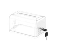 Uniclife Acrylic Donation Box for Fundraising, Clear Suggestion Box with Slot and Lock, Desktop Tip Jar, Plastic Storage Container for Voting Charity Comment Collection, 18.5 x 11.4 x 9.9 cm