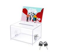 Uniclife Acrylic Donation Box with Lock and Sign Holder Clear Ballot Box with Slot Plastic Suggestion Storage Container for Fundraising Voting Charity Tip Collection, 16 x 12 x 10（cm）