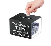 Uniclife Acrylic Tip Jar for Bartenders, 15.2 x12.7 x 10.16 cm, Tip Box Tips Jar with Lock, Tip Bucket Money Storage Container Cash Collection Box for Bars Restaurants Cafes