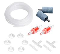 Uniclife Aquarium 4m Airline Tubing Standard Air Pump Accessories Set with Air Stone Cylinders Connectors Suction Cups and Check Valves for Fish Tank Aeration Setup