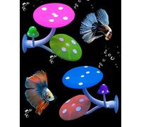 Uniclife Betta Mushroom Hammock Soft Aquarium Rest Bed Fish Breeding Playing Pad with Suction Cup Silicone Ornament Decoration Colorful Lifelike Decor for Fish Tank Landscape, 2 Pack