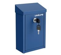 Uniclife Blue Key Drop Box for Outside, Metal Donation Box Collection Box with Key Lock, Safe Suggestion Box, Wall Mounted Mailbox with Top Slot, Steel Cash Drop Box for Home Office and Business