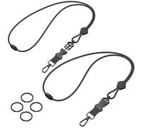 Uniclife Breakaway Lanyard for ID Badges, Heavy Duty Neck Lanyard with Safety Breakaway Buckle Detachable Buckle Length Adjuster Swivel Hook & Key Rings, Adjustable Round Cord for Keys, Black, 2 Pcs