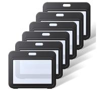 Uniclife ID Badge Holder with Double-Sided Windows Horizontal Hard Plastic Case Black Card Protector Pouch for Office School ID Credit Cards Proximity Key Cards Driver’s Licenses and Passes, 6 Pack