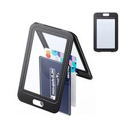 Uniclife ID Badge Holder with Double-Sided Windows Vertical Hard Plastic Case Black Card Protector Pouch for Office School ID Credit Cards Proximity Key Cards Driver’s Licenses and Passes, 1 Pack