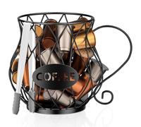 Uniclife K Cup Holder with Ice Tongs, Large Capacity Coffee Pod Holder for 10-30 Capsules, Metal Wire K Cup Organizer Coffee Pod Organizer, Storage Basket for Kitchen Office Coffees Bar Accessories