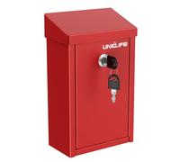 Uniclife Key Drop Box for Outside, Red Metal Donation Box Collection Box with Key Lock, Safe Suggestion Box, Wall Mounted Mailbox with Top Slot, Steel Cash Drop Box for Home Office and Business
