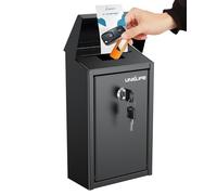 Uniclife Metal Mailbox with Top Slot, Mounted collection Box with Key Lock - Safe Suggestion & Cash Drop Box for Home Office & Business