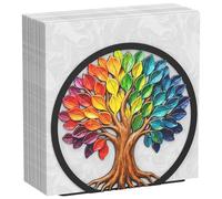 Uniclife Metal Napkin Holder for Table Standing Napkin Dispenser | Luncheon & Guest Napkins, Tree of Life Napkin Stand for Cocktail, Upright Paper Napkin Holder for Kitchen Dining Table Coffee Bar