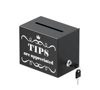 Uniclife Metal Tip Jar for Bartenders 15 x 10 x 12.5 cm, Tip Box with Lock, Money Storage Container for Bars Donation Box, Restaurants Cafes