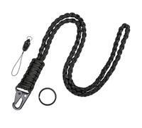 Uniclife Paracord Lanyards for Keys, Key-Lanyard for Men, Braided Keychain Lanyard, Heavy Duty Strap Rope for Outdoor Survival, Long Classic Neck Badge Rope for Keys ID Badge Holder Phone (Black)