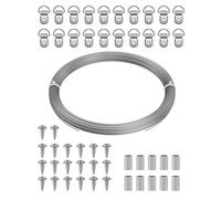 Uniclife Picture Hanging Wire, 30 m x 1 mm, Picture Wire Kit with D-Ring Hangers, Stainless Steel Wires Rope for up to 50 kg, Trellis Wires Cable for Photo Frames and String Lights