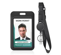 Uniclife Retractable Adjustable Lanyard Heavy Duty Neck Lanyard with Retractable Badge Reel Quick-Release Buckle and Adjustable Length Strong Wide Nylon Strap with Sliding ID Badge Holder
