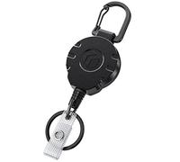 Uniclife Retractable Keychain for Badge Holder Heavy Duty Badge Reel for up to 226 g Strong ABS Casing with Stainless Steel Spring Coil 80 cm Steel Wire Rope Carabiner Clip and Key Ring, 1 Pack