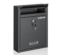 Uniclife Wall Mount Mailbox - Locking Large Mailbox with Key Lock, Secure Steel Cash Drop Box for Home, Black