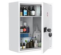 Uniclife Wall Mount Medicine Cabinet with Combination & Key Lock Locking First Aid Cabinet Lockable Medical Large Capacity Medicine Organizer Secure Steel Wall Metal Storage Box, White