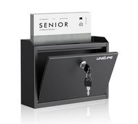 Uniclife Wall Mounted Post Box with Key Lock & Newspaper Holder, Suggestion Box with Top Slots, Mail Box, Safe Lock Box, Metal Donation Box, Ballot Box for Office Business Activity