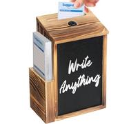 Uniclife Wood Suggestion Box, Wooden Donation Boxes for Fundraising, Prayer Box with Chalkboard and 50 Suggestion Cards, Ballot Boxes for Wedding Church & Classroom