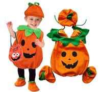 UNICLOUND Toddler Baby Halloween Pumpkin Costume with Filler, 3D Cute Pumpkin Romper, Hat, Booty, with Handbag for Little Girl Boy Halloween Carnival Party Gift (Orange, 2-3 Years)
