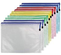 Unicoco 12PCS A4 Size Mesh Document Bag Zip File Bag with Zipper for Cosmetics Offices Supplies Travel Accessories